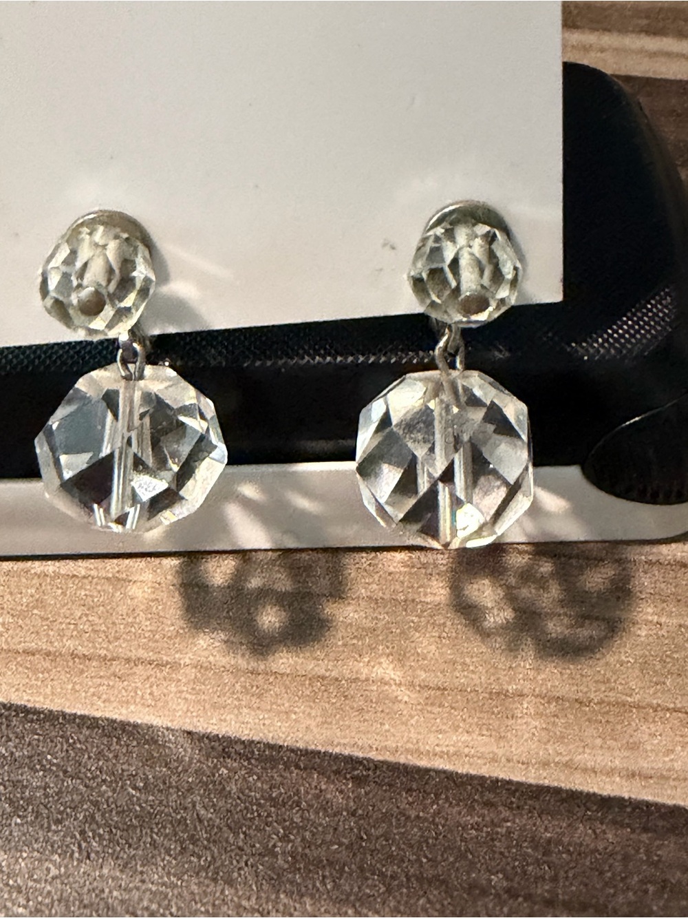 VINTAGE STERLING SILVER CRYSTAL ? FACETED BEAD SCREW BACK EARRINGS #351